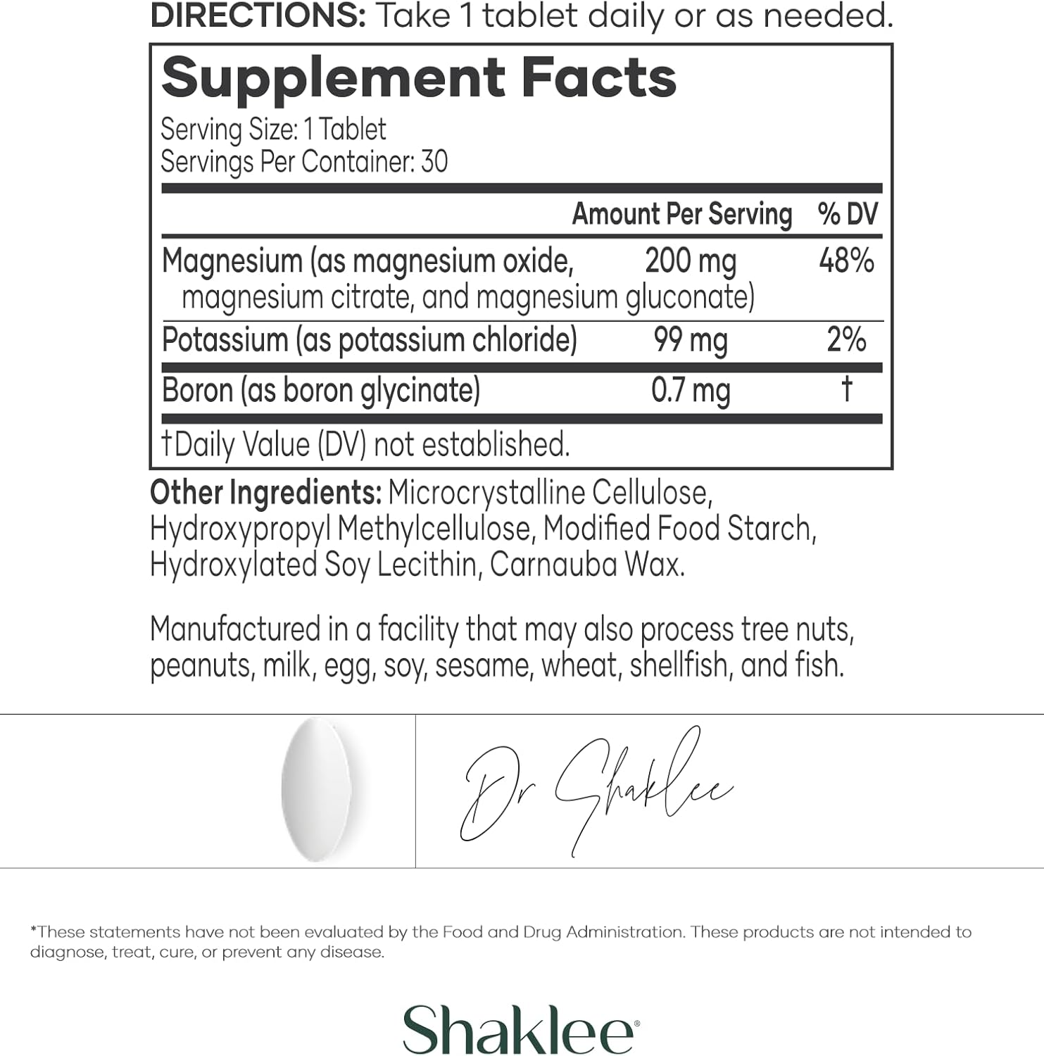 Shaklee Sustained Release VitalMag Magnesium Supplement for Nerve, Muscle, and Heart Health with Potassium, Boron, and Cardiovascular Support - 30 Tablets