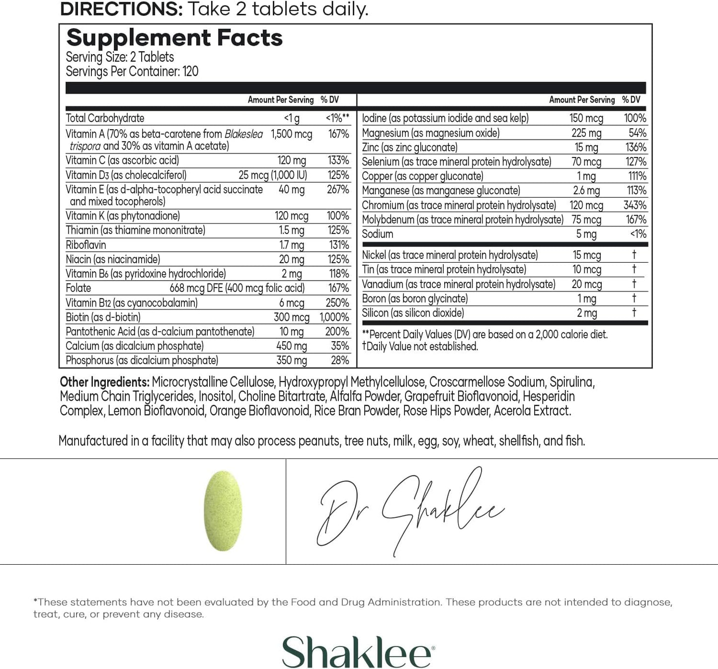 Shaklee Vita-Lea® Men High Potency Multivitamin + Multimineral - Supports Heart, Immune, Bone, Joint Health - Formulated for Men - Includes Vitamin C, D, E - 240 Tablets