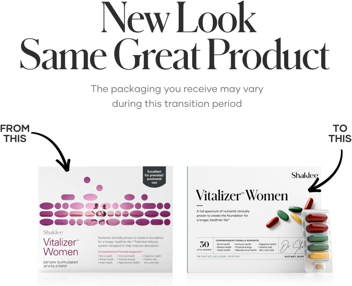 Shaklee Vitalizer Women: Advanced Prenatal/Postnatal Multivitamin with Omega-3 and Probiotics - Supports Heart, Joint, Immune, Bone, Digestive, and Energy - 30 Vita-Strips.