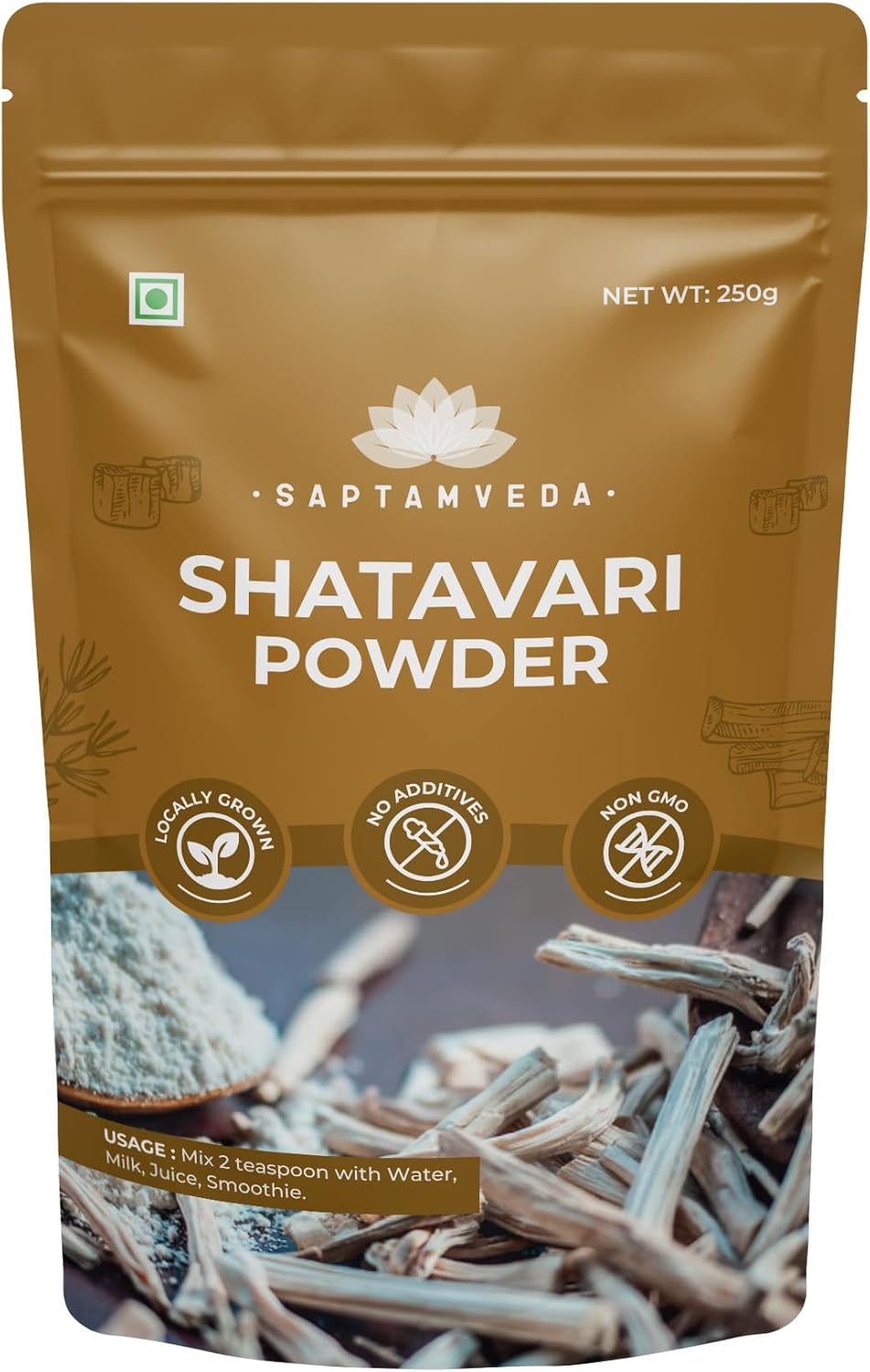 Shatavari Powder 8.81 oz - Pack of 1 - Made from Asparagus racemosus - SAPTAMVEDA
