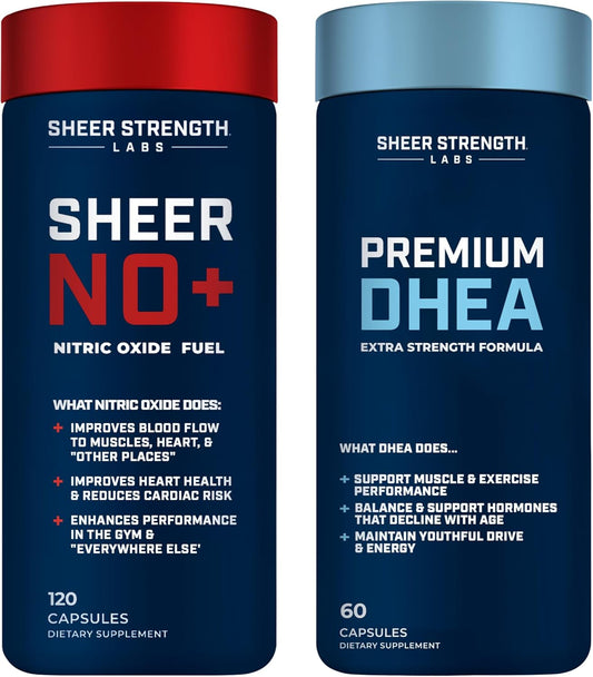 Sheer Strength Labs Nitric Oxide + DHEA 100mg - Best Nitric Oxide & DHEA Supplement for Men