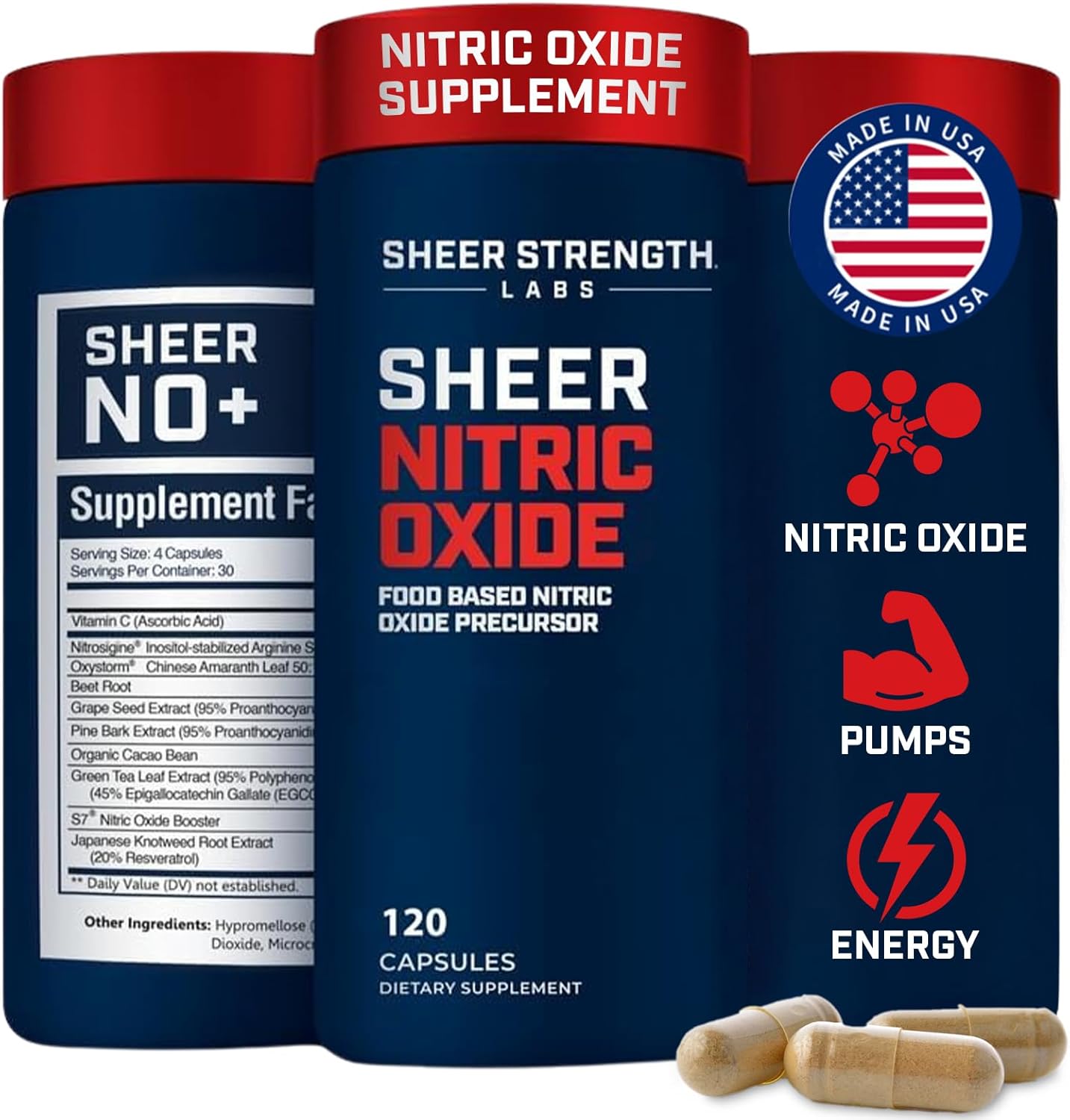 Sheer Strength Labs Nitric Oxide + DHEA 100mg - Best Nitric Oxide & DHEA Supplement for Men