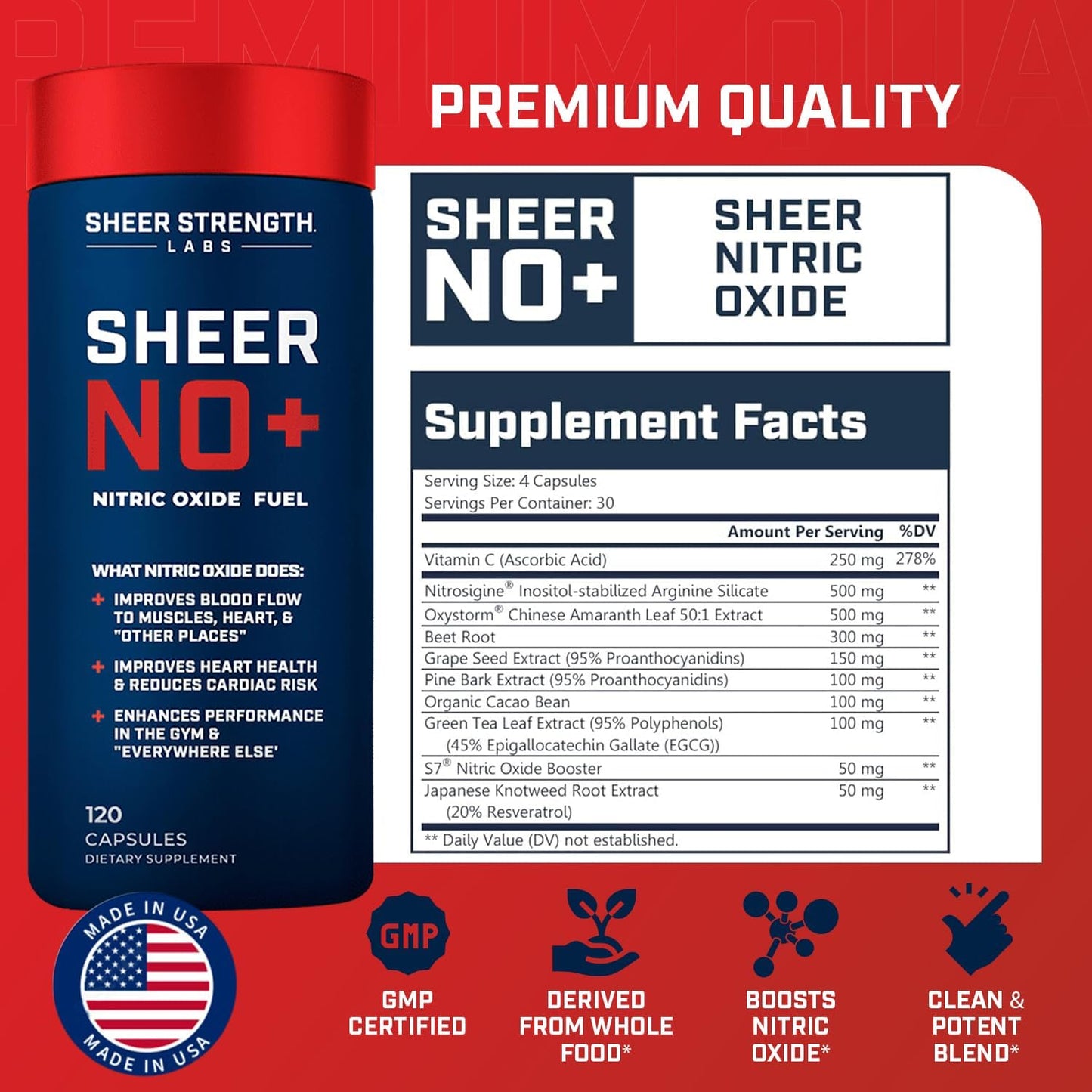 Sheer Strength Labs Nitric Oxide + DHEA 100mg - Best Nitric Oxide & DHEA Supplement for Men