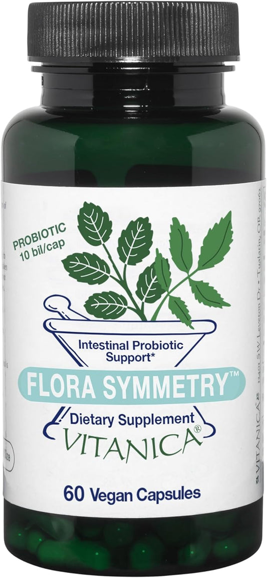 Shelf Stable Probiotic Supplement for Men and Women - Vitanica Flora Symmetry, 60 Capsules, Vegan, Non-GMO, Dr Formulated