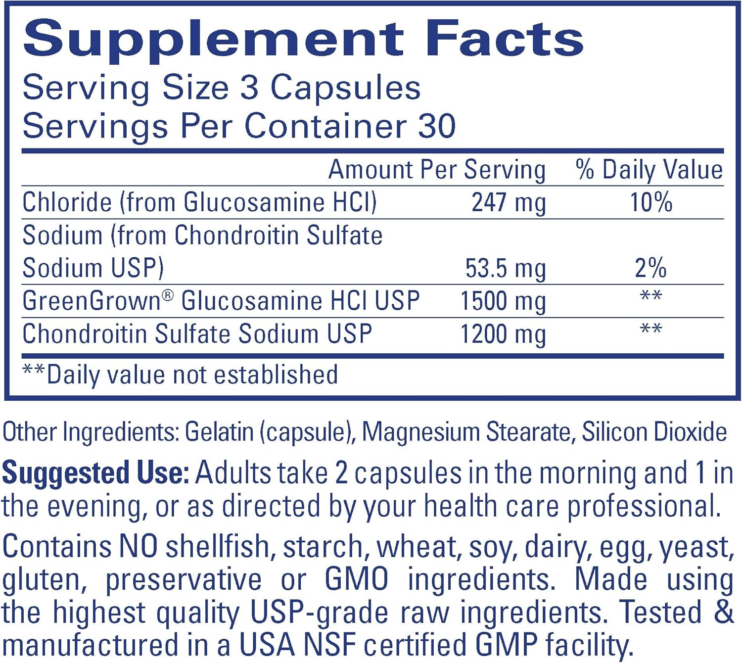 Shellfish-Free Glucosamine Chondroitin Capsules for Healthy Joints & Cartilage - 90ct, 500/400mg
