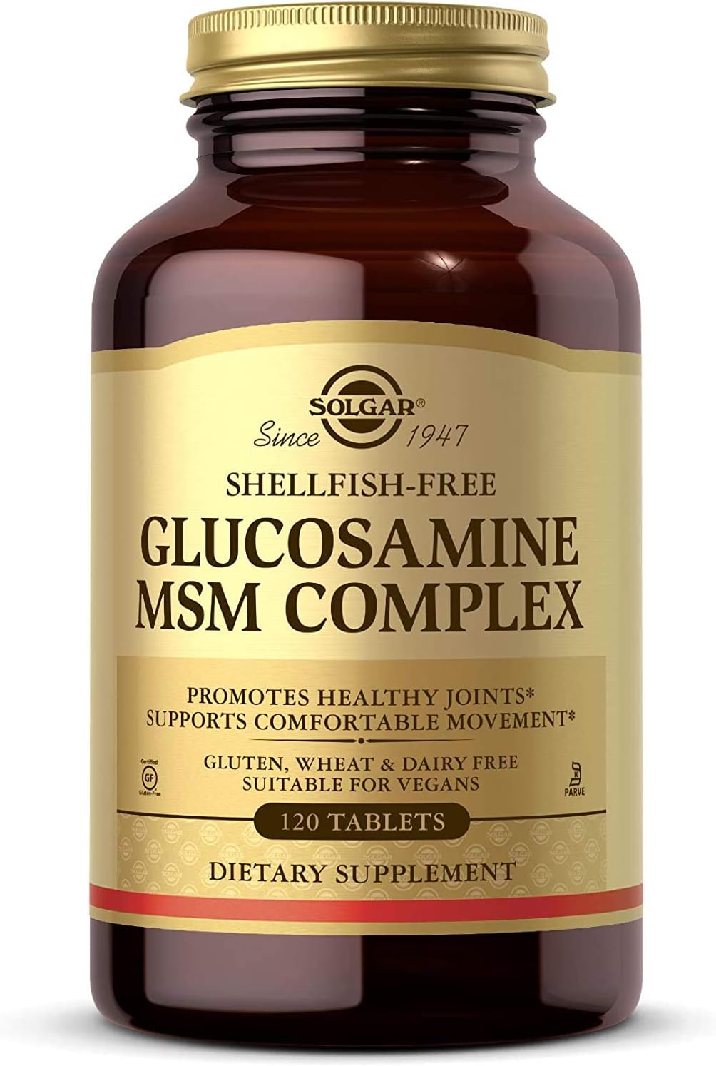 Shellfish-Free Glucosamine MSM Complex by Solgar - 120 Tablets for Healthy Joints, Collagen Support - Gluten-Free, Dairy-Free, Kosher - 40 Servings