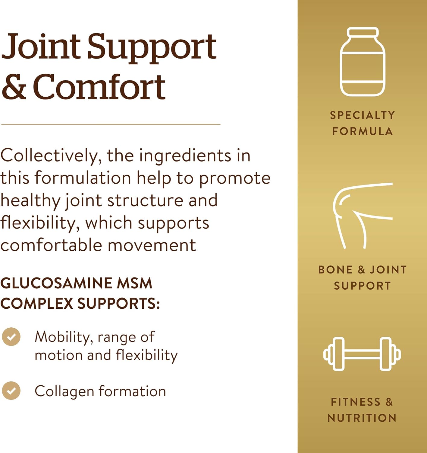 Shellfish-Free Glucosamine MSM Complex by Solgar - 120 Tablets for Healthy Joints, Collagen Support - Gluten-Free, Dairy-Free, Kosher - 40 Servings