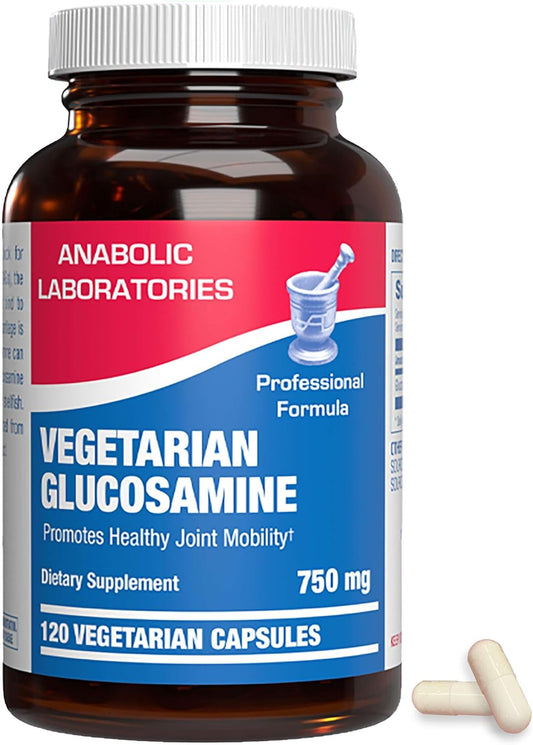 Shellfish-Free Vegetarian Glucosamine HCI Capsules - 120 Capsules for Joint Support - Nutritional Supplement for Women and Men by Anabolic Laboratories