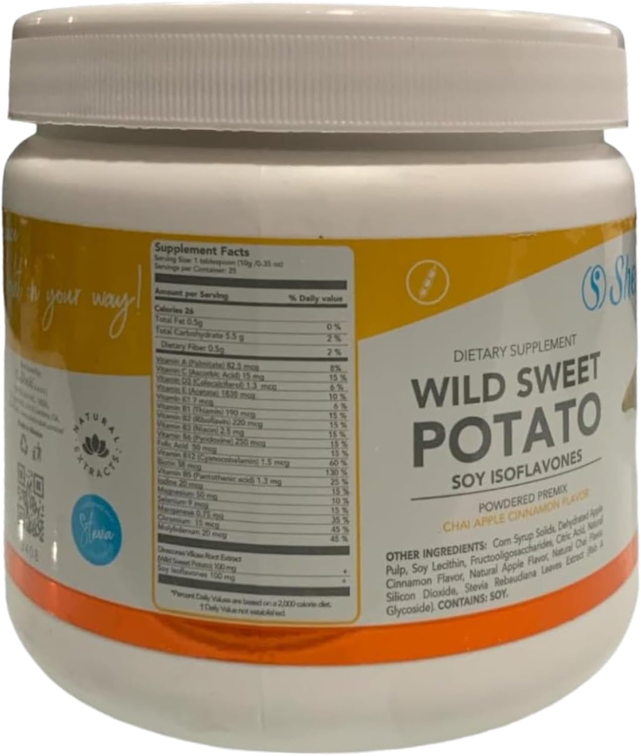Shelo Nabel Wild Sweet Potato Soy Isoflavones Powdered Premix with Chai Apple Cinnamon Flavors 250g White
