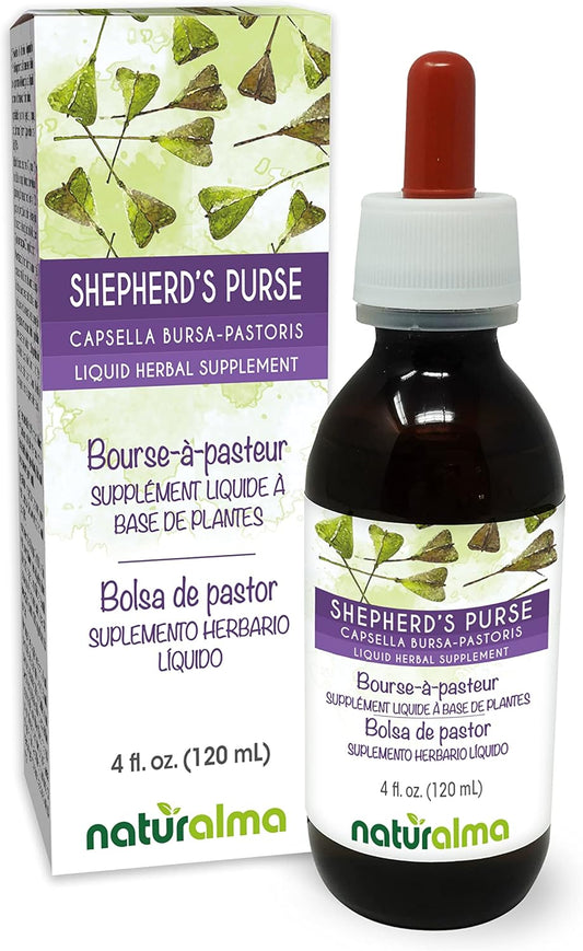 Shepherd's Purse Herb Alcohol-Free Tincture - 4 fl oz Liquid Extract Drops - Herbal Supplement - Vegan Formula