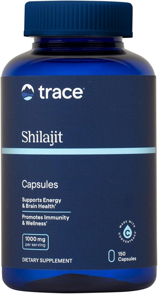 Shilajit 1000mg Capsules with Trace Minerals - Brain and Immune Support Formula - Energy Boosting Supplement - 150 Capsules
