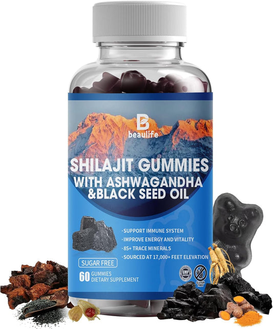 Shilajit Gummies with 85+ Trace Minerals, Fulvic Acid, and Vitamins for Energy and Immune Support