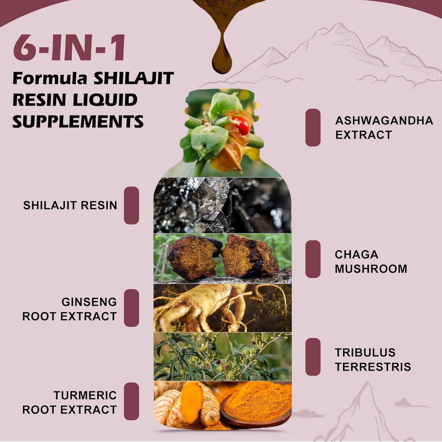 Shilajit Resin Liquid Drops with Ashwagandha for Men and Women by B BEWORTHS