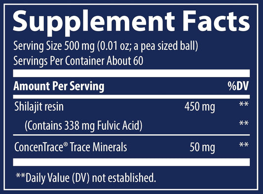 Shilajit Resin Mineral Supplement with Trace Minerals - 500mg