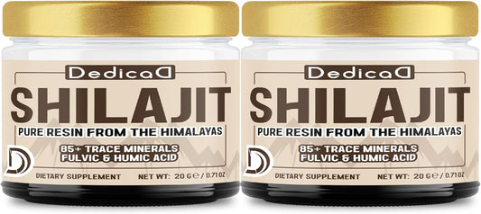 Shilajit Resin Supplement 2 Pack - Pure Himalayan Organic Resin with Fulvic, Humic Acid & 85+ Trace Minerals - Body, Heart, Brain, Immune Support