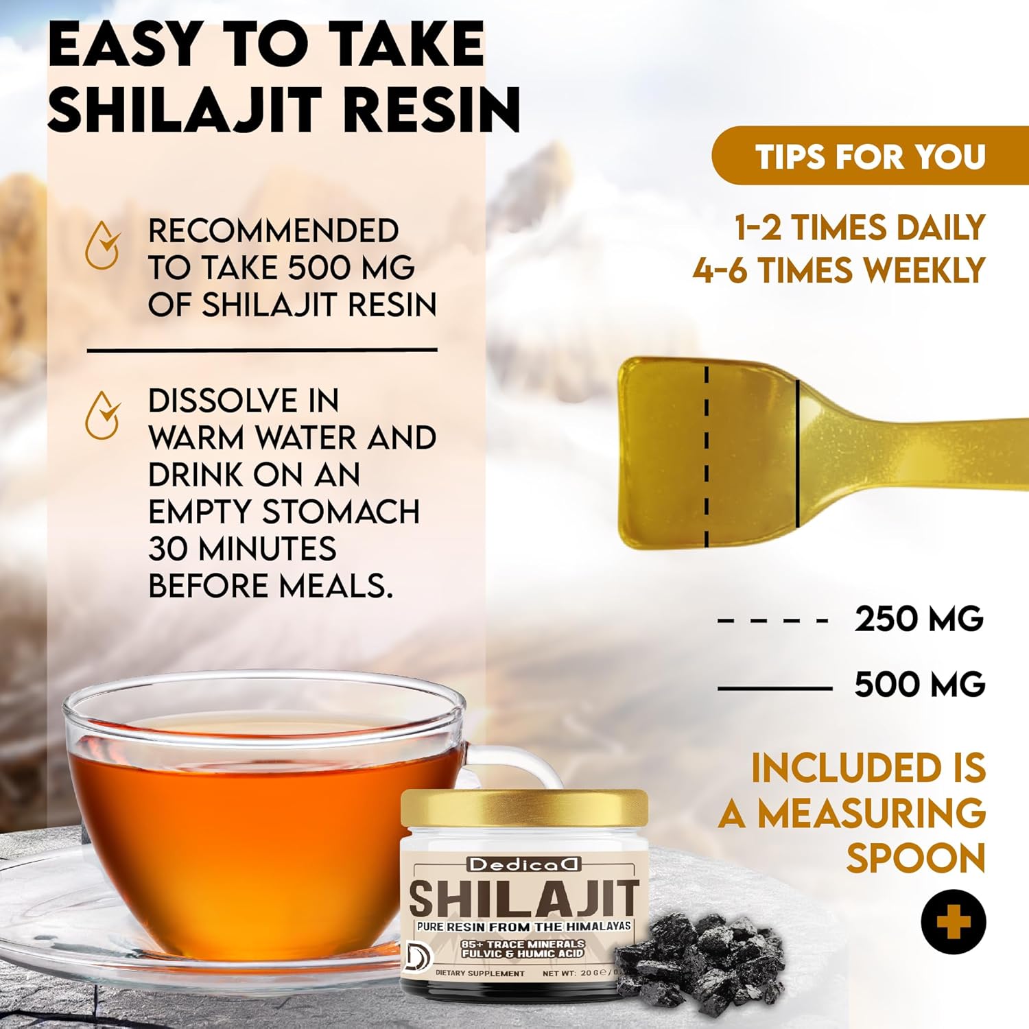 Shilajit Resin Supplement 2 Pack - Pure Himalayan Organic Resin with Fulvic, Humic Acid & 85+ Trace Minerals - Body, Heart, Brain, Immune Support