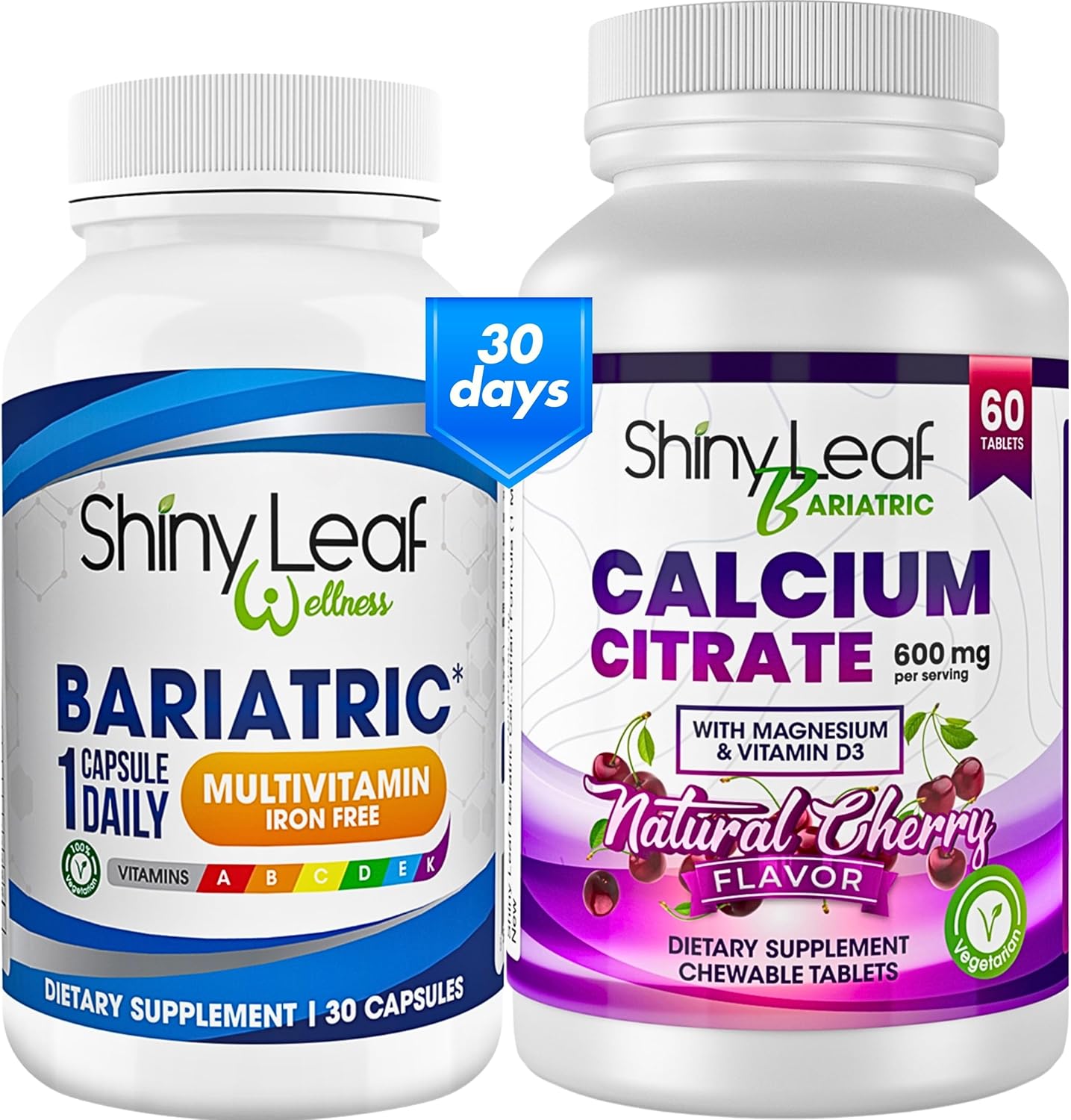 Shiny Leaf Bariatric Multivitamin and Calcium Citrate Bundle for Post-Surgery Strength and Nourishment (1 Month Supply)