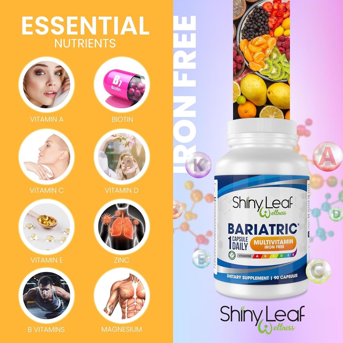 Shiny Leaf Bariatric Multivitamin and Calcium Citrate Bundle for Post-Surgery Strength and Nourishment (1 Month Supply)