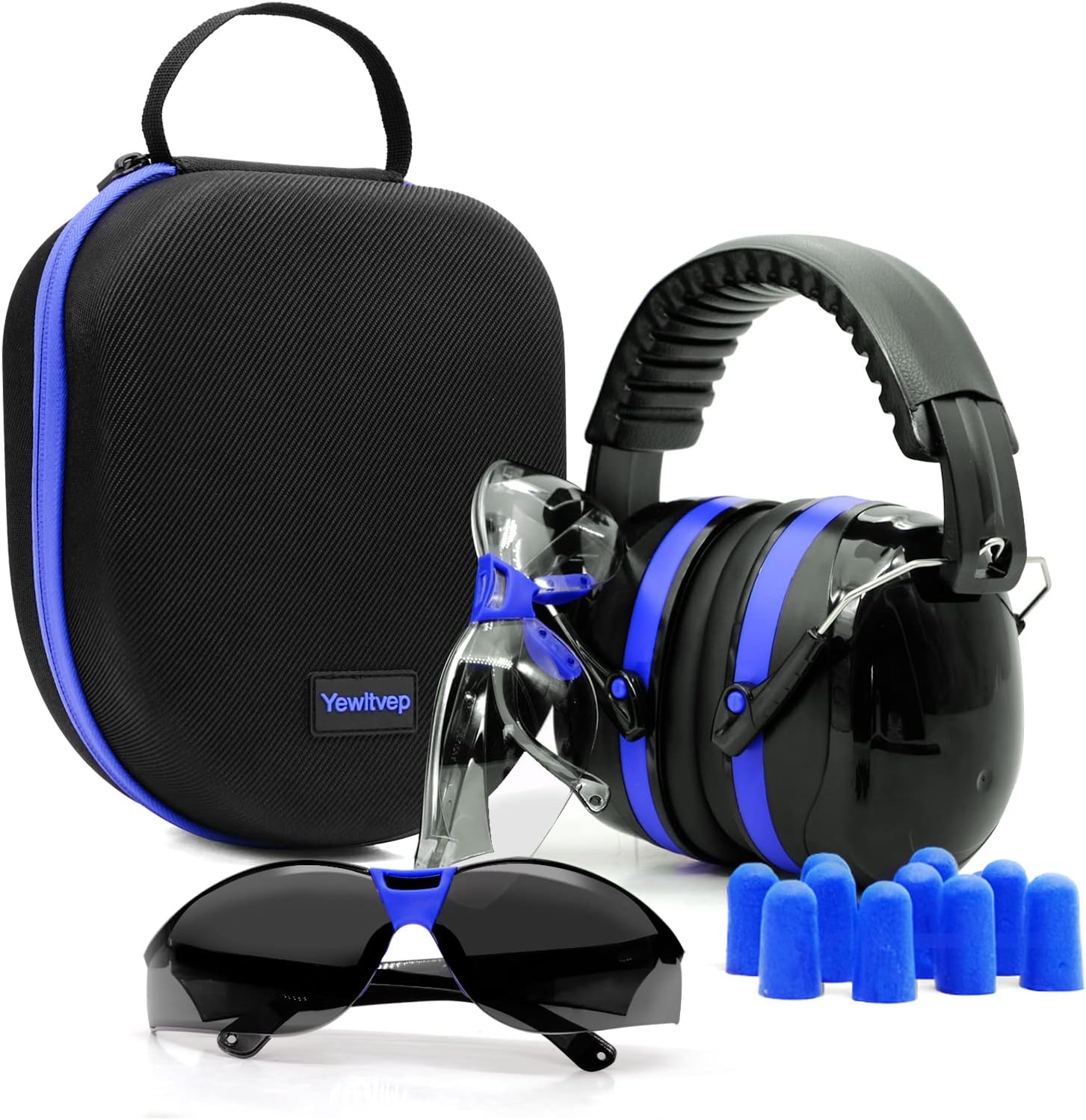Shooting Range Ear Protection Kit with Earmuffs, Safety Glasses, Earplugs, and Case
