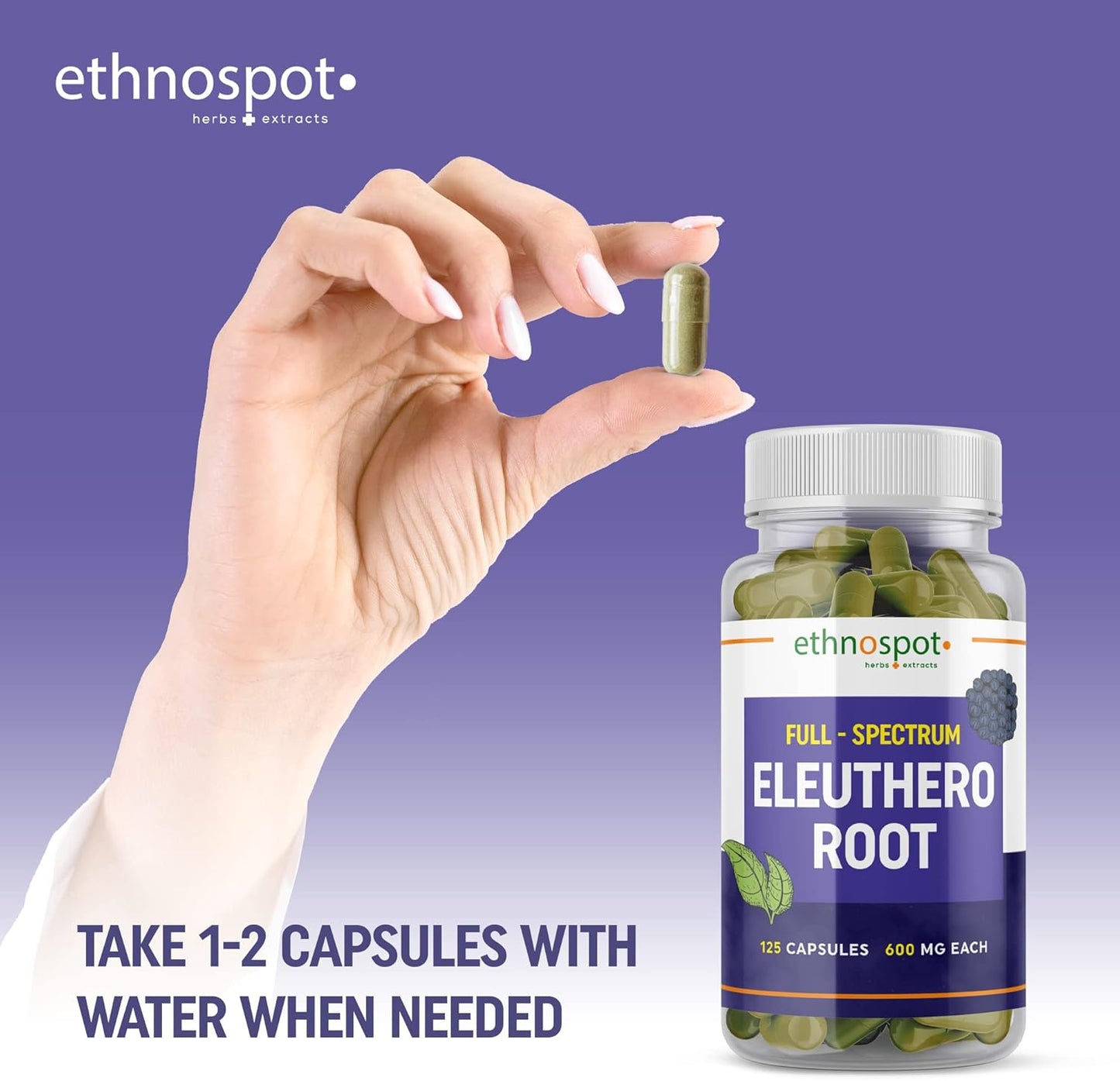 Siberian Ginseng Capsules - Boost Physical Stamina & Mental Alertness - Immune System Support - All Natural - 125 Vegan Capsules