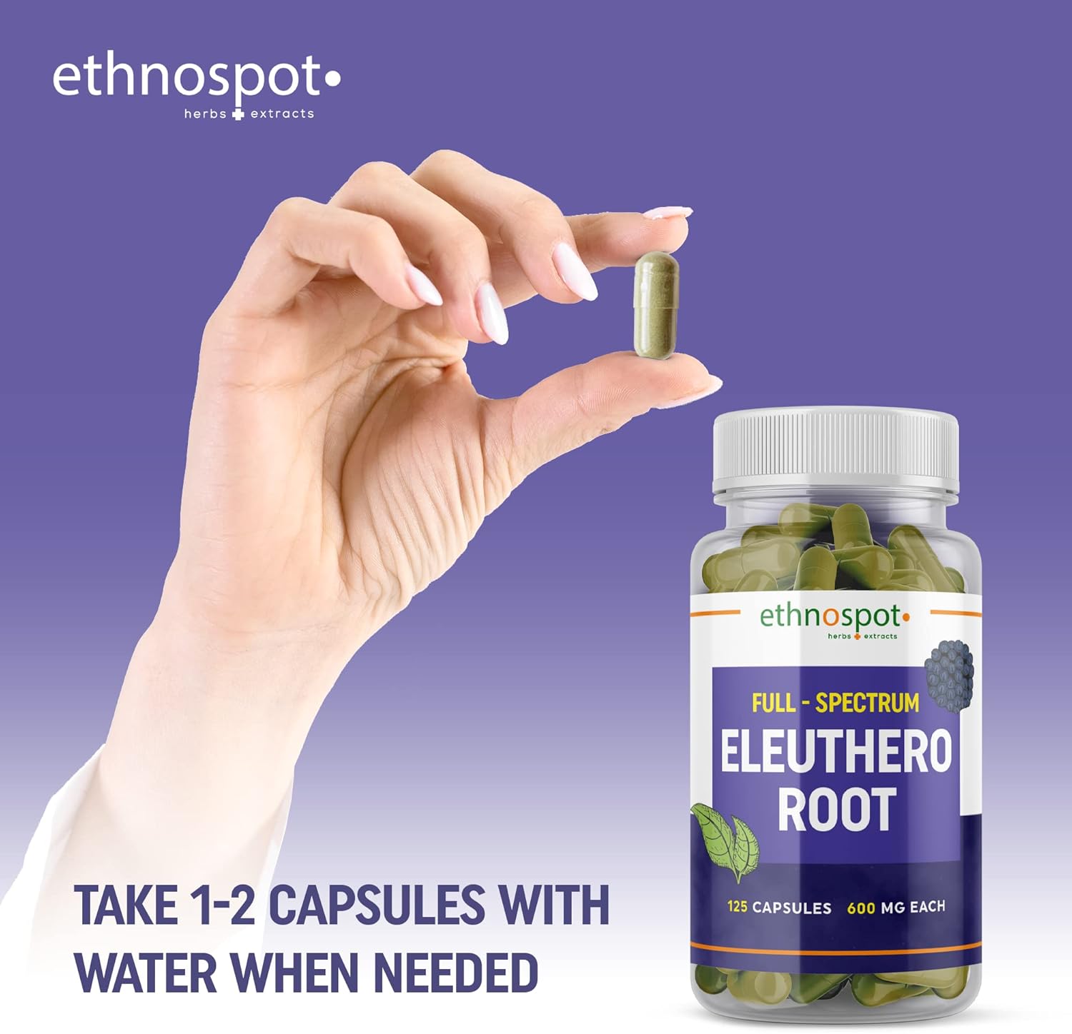 Siberian Ginseng Capsules - Boost Physical Stamina & Mental Alertness - Immune System Support - All Natural - 125 Vegan Capsules