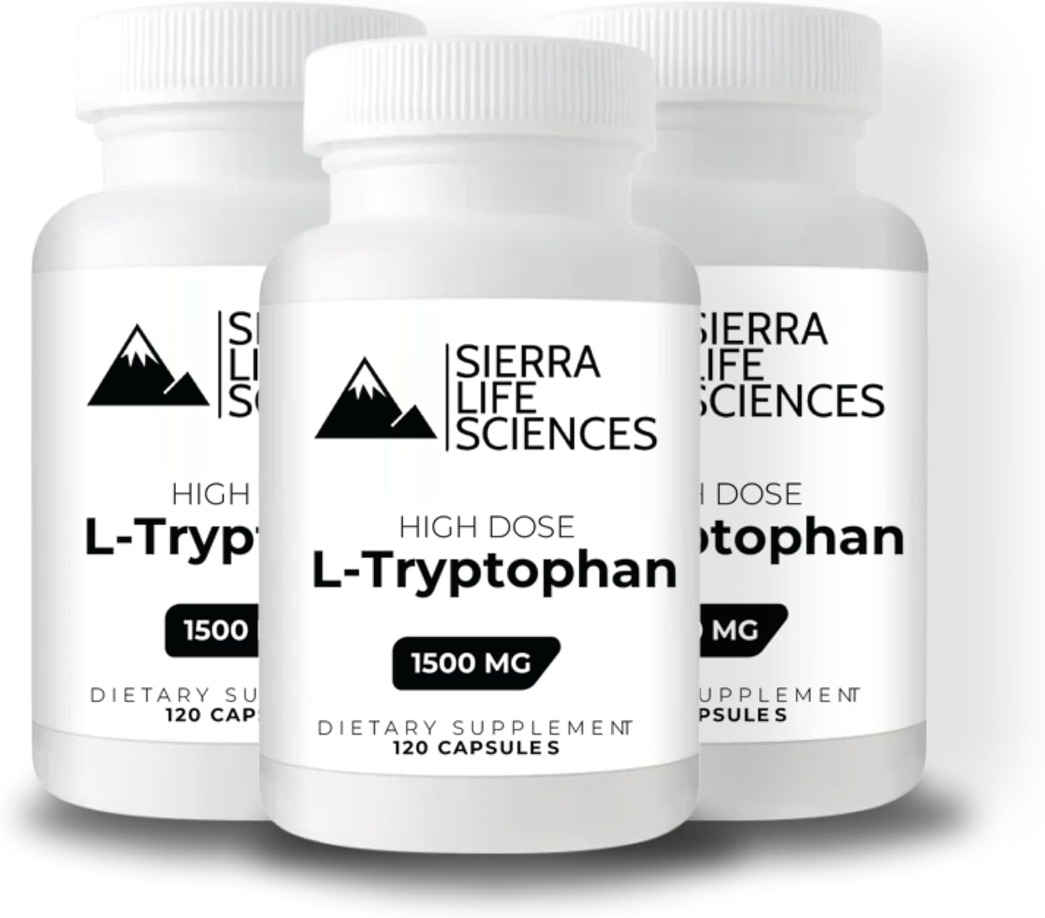Sierra Life Sciences High Dose L-Tryptophan Capsules - 1500mg | Gluten-Free, Non-GMO | 120 Servings