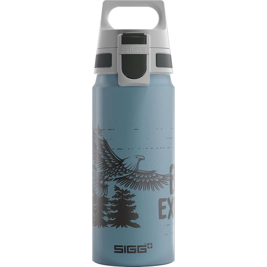 SIGG WMB ONE Brave Eagle Kids Aluminum Water Bottle - 20 oz - Leakproof, BPA-Free, Lightweight - Ideal for Carbonated Drinks - Climate Neutral Certified - Light Blue