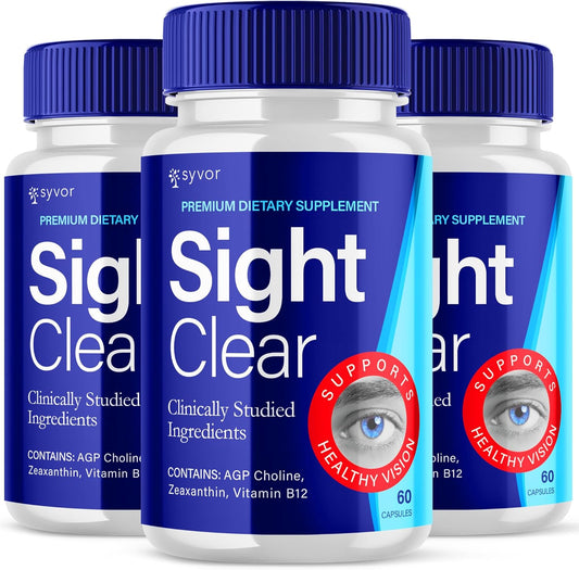 SightClear Vision and Eye Health Supplement (180 Capsules, 3 Pack) - 20/20 Vision Vitamin Pills for Clear Sight, Max Strength Formula Supporting Eye Health