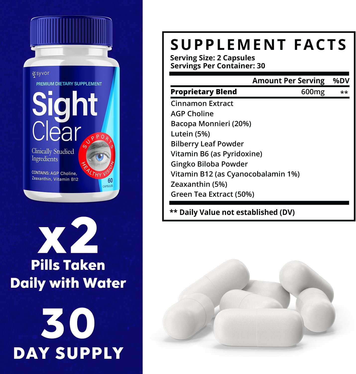 SightClear Vision and Eye Health Supplement (180 Capsules, 3 Pack) - 20/20 Vision Vitamin Pills for Clear Sight, Max Strength Formula Supporting Eye Health