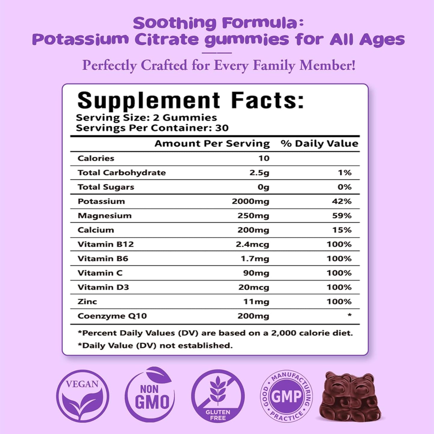 Sijigood Potassium Citrate Gummies 120 Count - Vegan Muscle Health & Leg Cramp Relief Supplement, Blueberry Flavor, Non-GMO & Gluten-Free