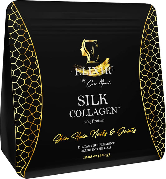 Silk Collagen Elixir by Cocó March - Boosts Hair, Nails, and Joint Health with New Amino Molecules - 20g Protein - Dissolves Instantly