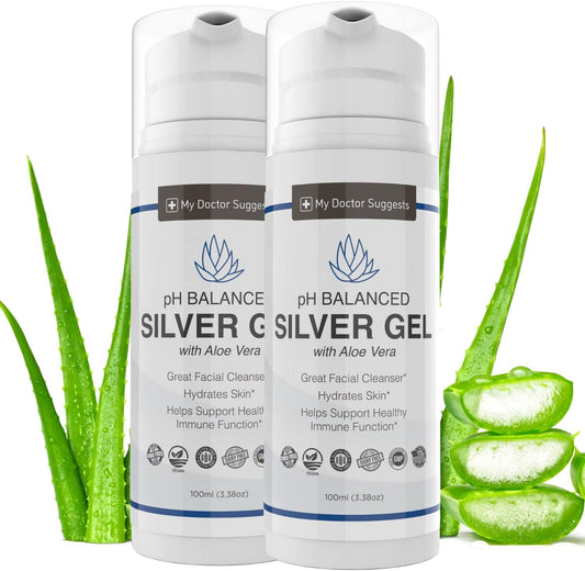 Silver Colloidal Gel with Aloe Vera 3.38 oz - Pack of 2 for Skin Care & Healing