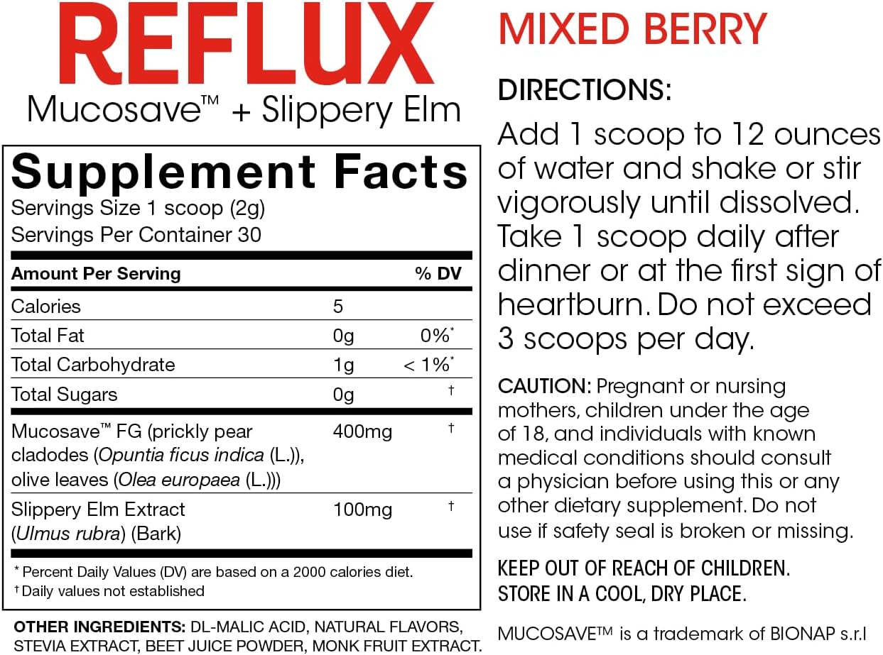 Silver Fern Reflux Digestive Supplement - 60 Servings - Mucosal Support for Acid Issues - Mucosave FG & Slippery Elm Bark - 2 Tubs