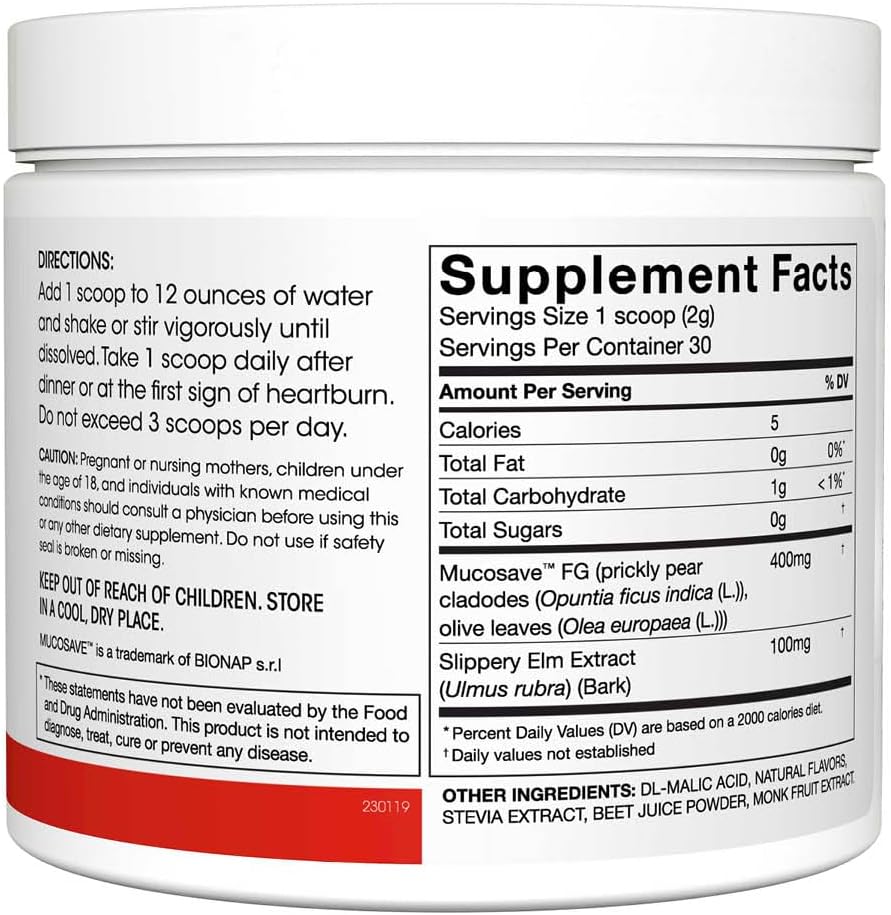 Silver Fern Reflux Digestive Supplement - 60 Servings - Mucosal Support for Acid Issues - Mucosave FG & Slippery Elm Bark - 2 Tubs