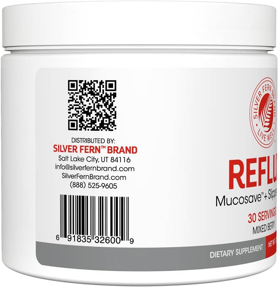 Silver Fern Reflux Digestive Supplement - 60 Servings - Mucosal Support for Acid Issues - Mucosave FG & Slippery Elm Bark - 2 Tubs