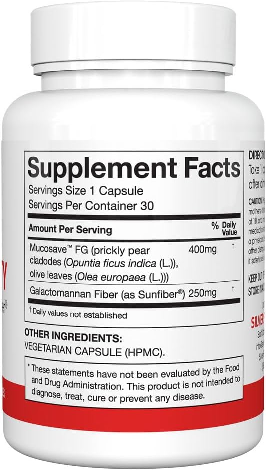 Silver Fern Regularity Digestive Supplement Capsules - 30 Day Supply with Mucosave FG & SunFiber