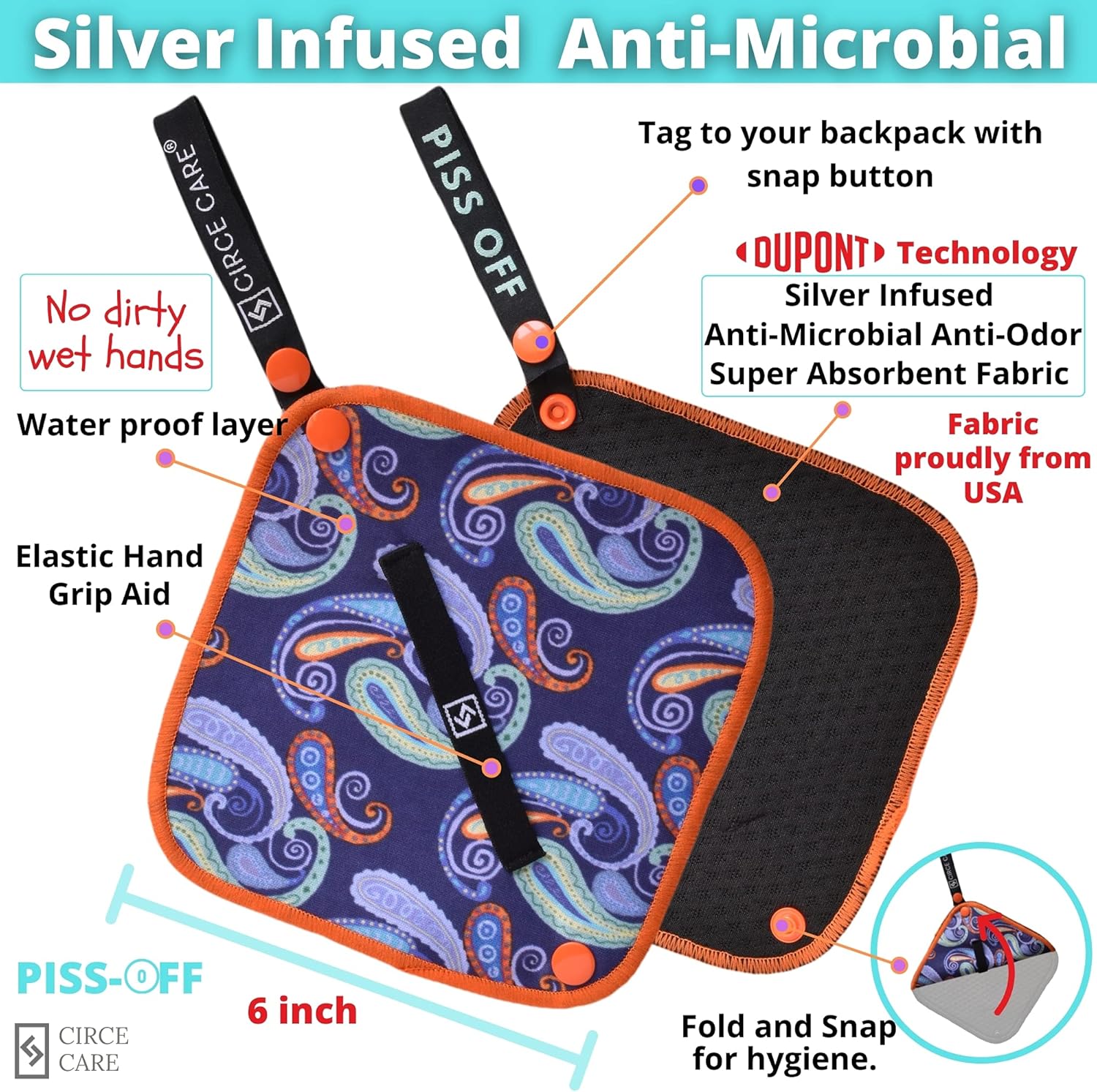 Silver Infused Reusable Pee Cloth for Women Outdoors - Eco-Friendly Hygienic Urination Solution for Camping, Hiking, Travel