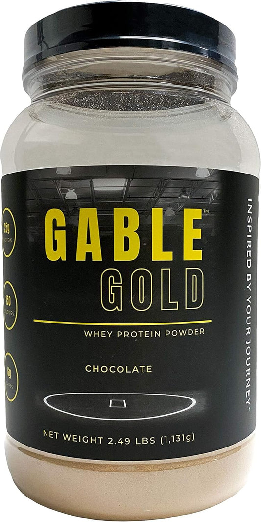 Silver Star Nutrition Gable Gold Chocolate Whey Protein Powder with MCT Oil & Inulin - 25g Protein per Serving - 30 Servings - 2.49 Lbs - No Added Sugar