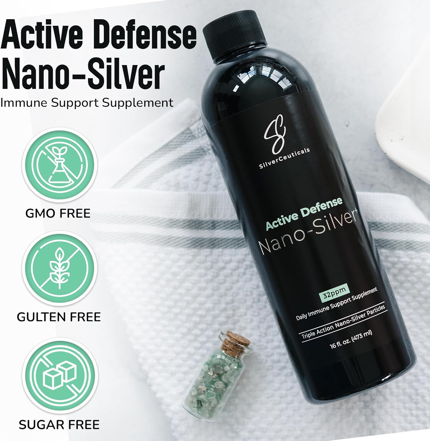 SilverCeuticals Colloidal Silver with Nano Silver-Sol - 32ppm 8oz - Enhanced Immune Support - All Ages - 3rd Party Tested & Effective