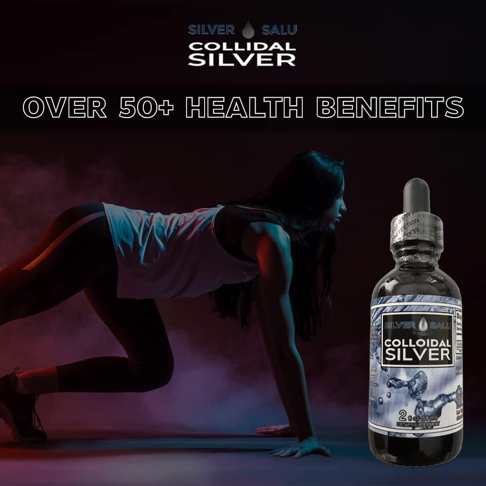 Silversalu Colloidal Silver Liquid Mineral Supplement - Immune Support - 1.9ml Serving Size, Approx. 57 Drops