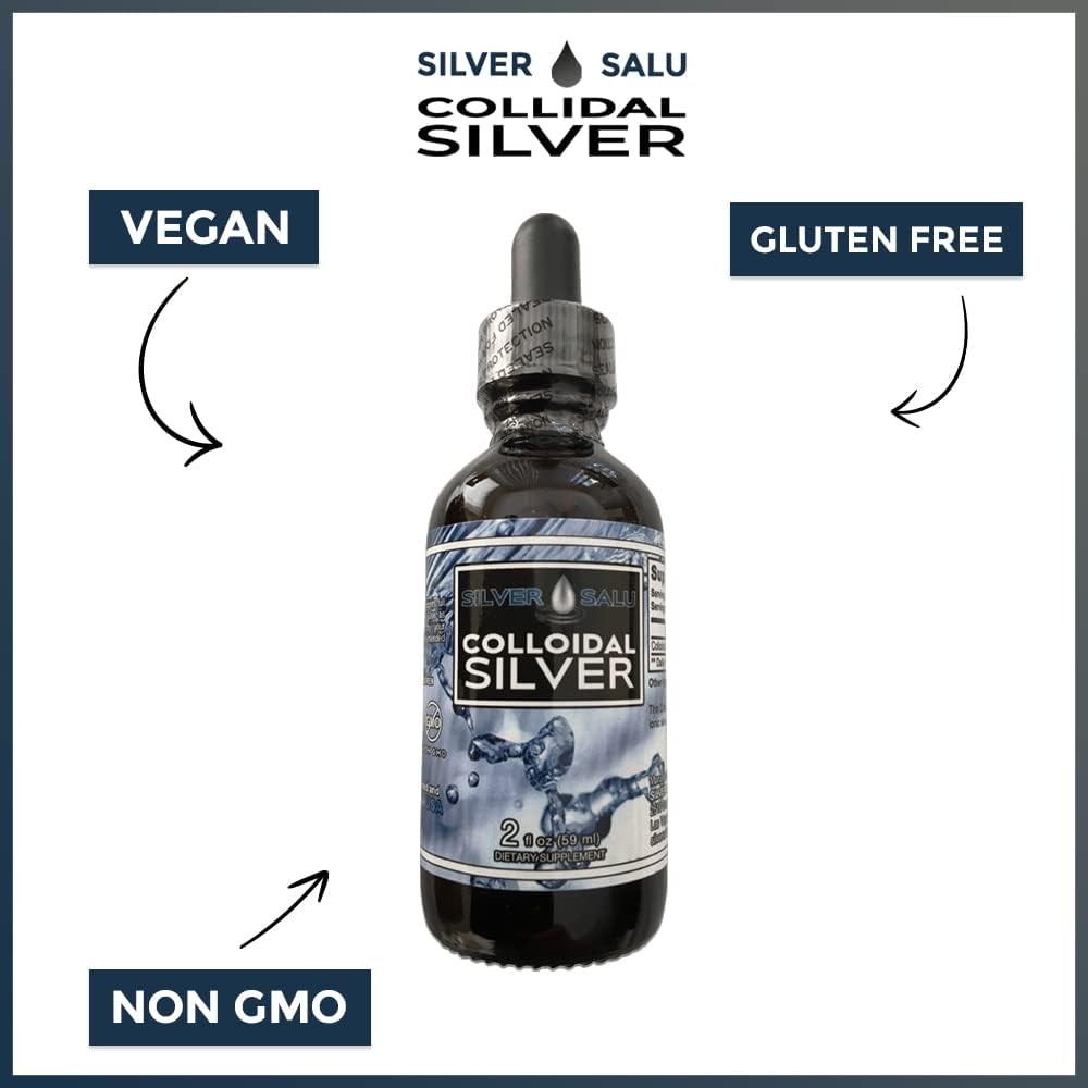 Silversalu Colloidal Silver Liquid Mineral Supplement - Immune Support - 1.9ml Serving Size, Approx. 57 Drops