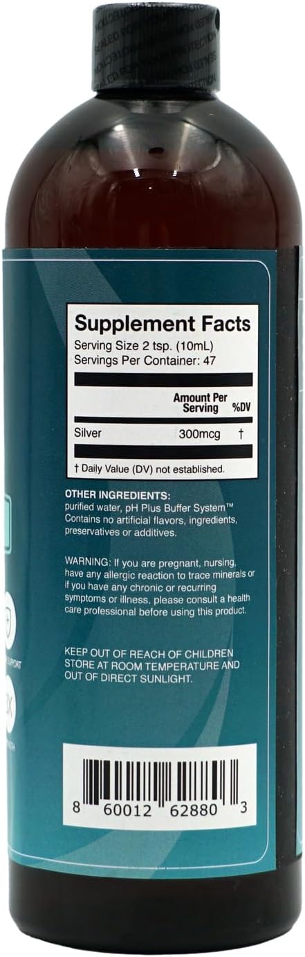 SILVIQ Structured Silver Water 30PPM - Alkaline Liquid Supplement for Immune Support & Gut Health - 16 Oz