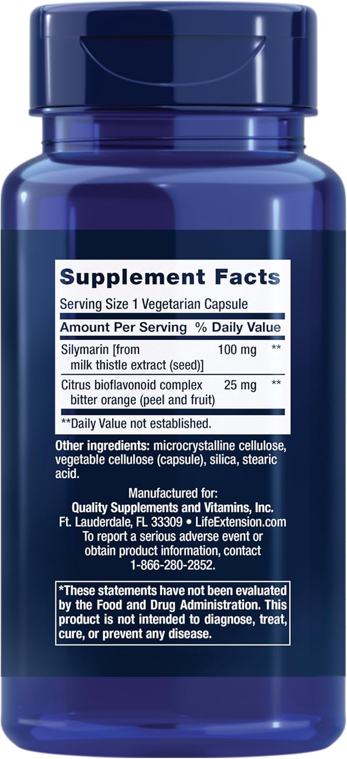 Silymarin Milk Thistle Extract Capsules - Liver Health Support - Gluten-Free, Non-GMO, Vegetarian - 90 Count