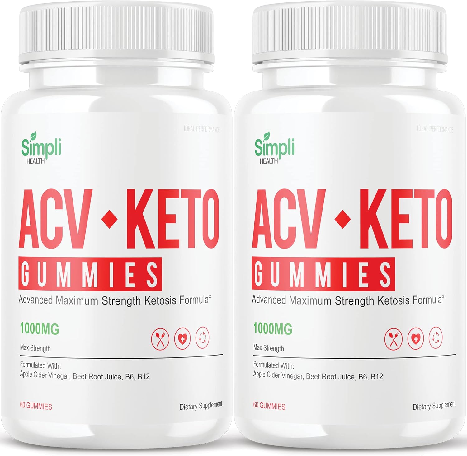 Simpli Health Apple Cider Vinegar Ketosis Gummies - Ideal Performance (2 Pack)