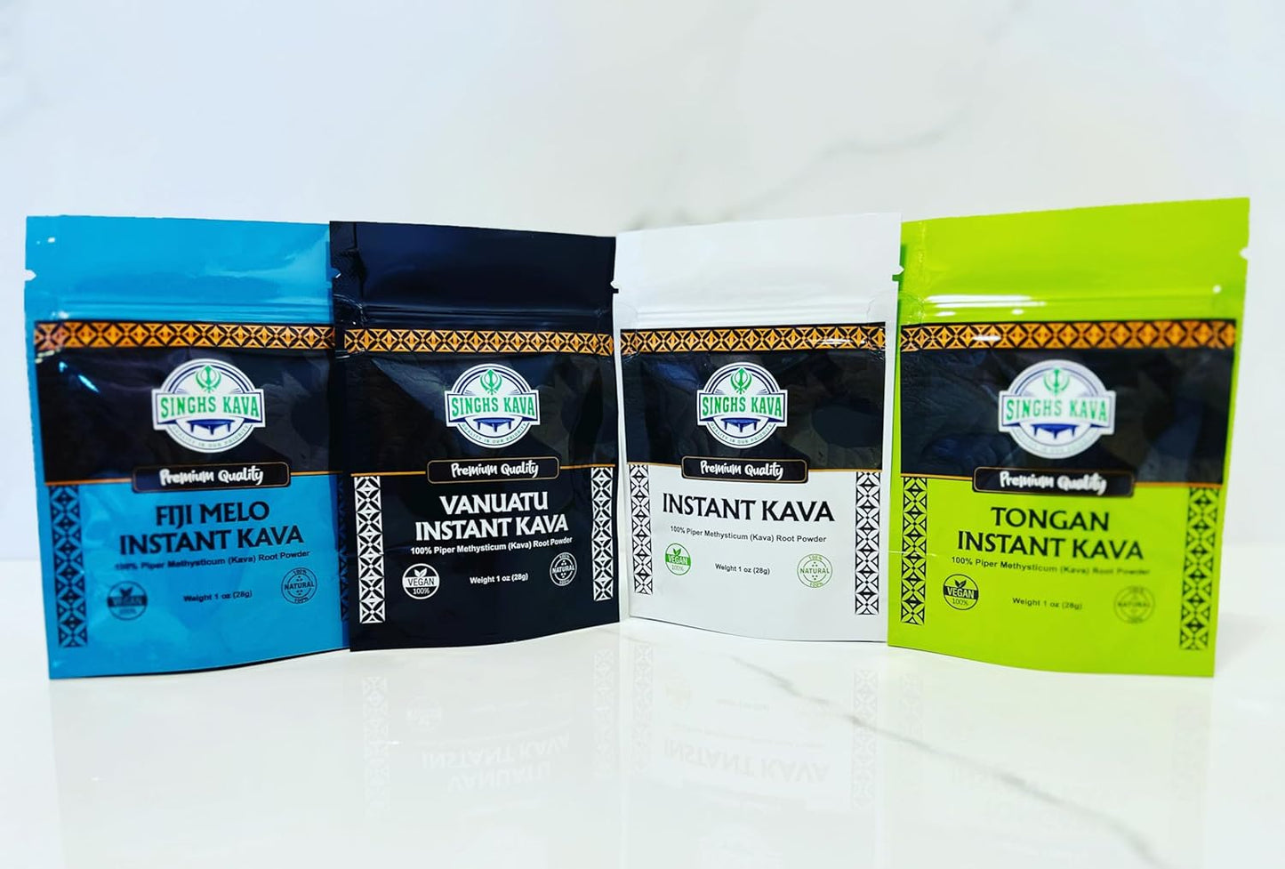 SINGHS Instant Kava Powder Sample Pack - Micronized, 4 Varieties