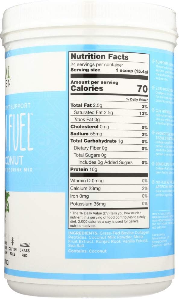 Single Bottle of Primal Kitchen Vanilla Coconut Collagen Fuel