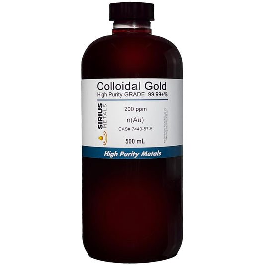 Sirius Metals 99.99% Pure True Colloidal Gold 200 ppm - 500 mL (16.9 Fl Oz) - Made in USA - BPA-Free Bottle