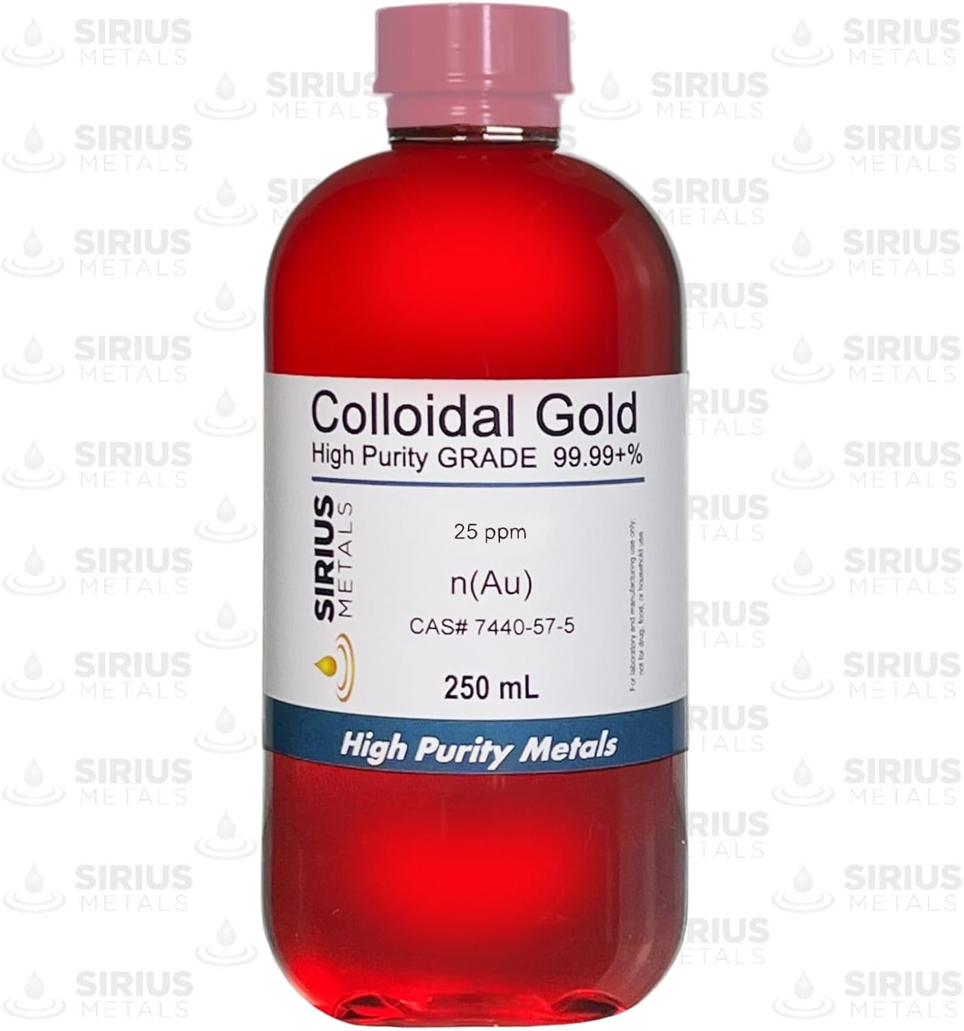 Sirius Metals True Colloidal Gold 25ppm 99.99+% Purity 250mL Made in USA