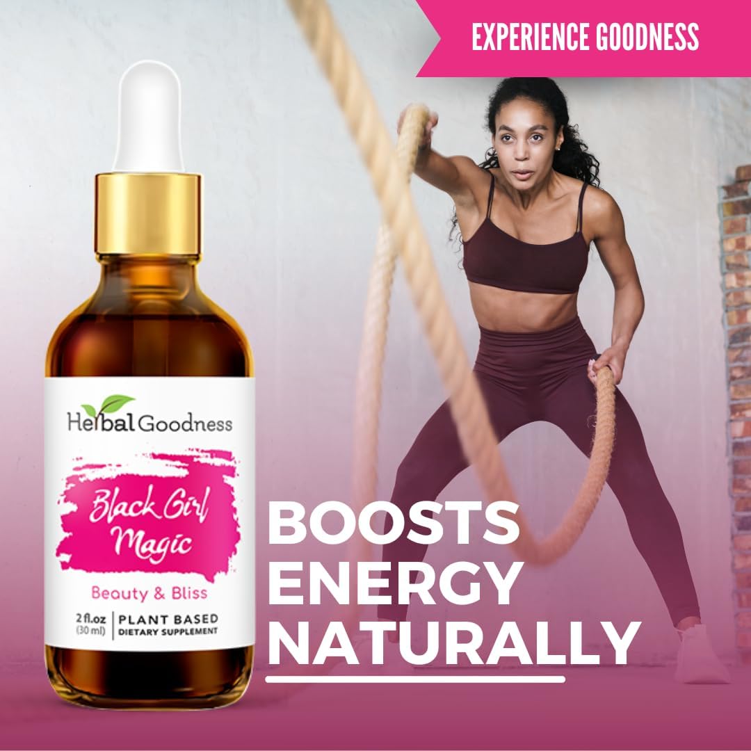 Skin Beauty Support for Women - Herbal Goodness Black Girl Magic Skin Supplements, Essential Ashwagandha Skin Food - 1 Bottle (2 fl oz)