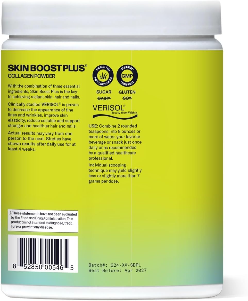 Skin Boost Plus Collagen Powder Supplement with VERISOL Peptides & Vitamin C (Mixed Berry) | Improve Skin Elasticity & Hydration with Hyaluronic Acid | 50 Servings - BoostGo Australia